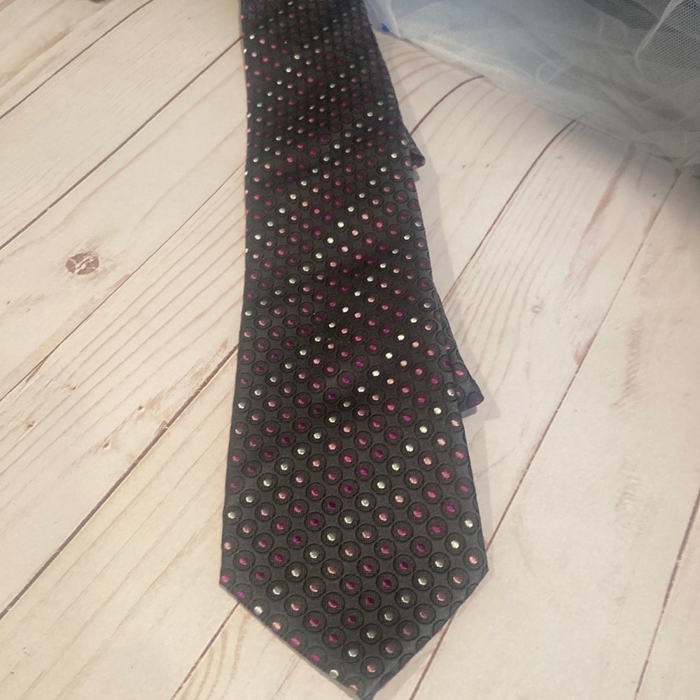 Alfani Grey Polla Dot Silk Tie​ - Picture 2 of 5